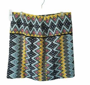 Loft Women's Size 4 Woven Diagonal Stripe Southwestern Skirt Short Colorful
